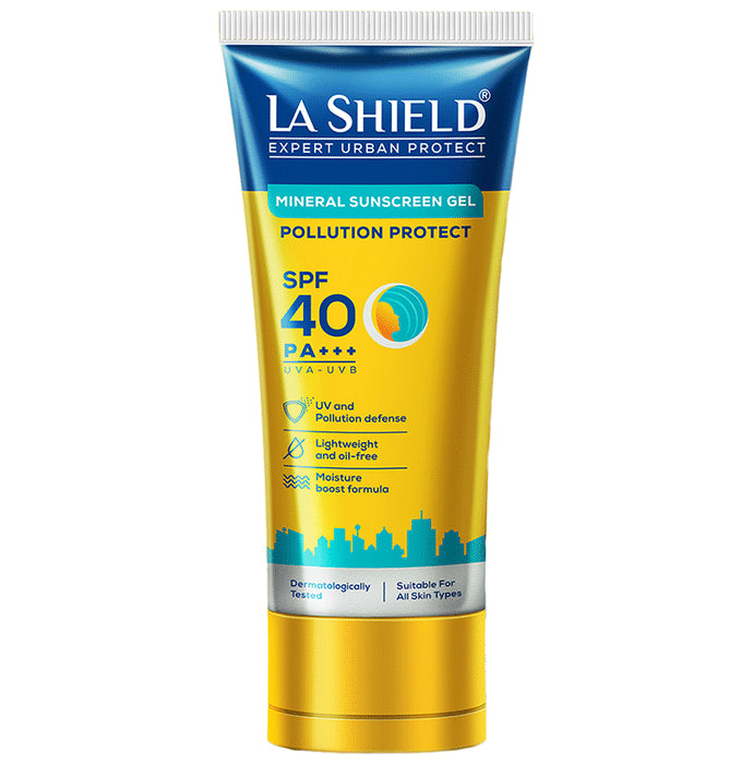 La Shield Expert Urban Protect Mineral Sunscreen Gel | UVA/UVB Protection | Paraben-Free | SPF 40 - Classic Derma