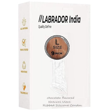 Labrador India Natural Ultra Ribbed Silicon Large Condom | Flavour Chocolate - Classic Derma