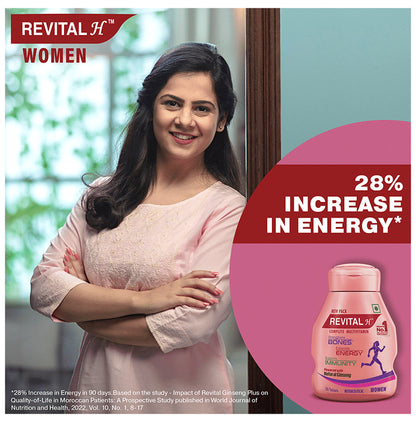 Revital H Woman Tablet with Multivitamins, Calcium, Zinc & Natural Ginseng | For Daily Immunity, Strong Bones & Energy
