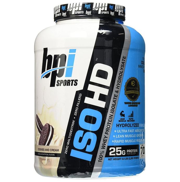 BPI Sports ISO HD 100% Whey Protein Isolate & Hydrolysate Cookies & Cream - Classic Derma