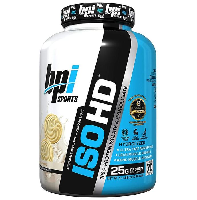 BPI Sports ISO HD 100% Whey Protein Isolate & Hydrolysate Vanilla Cookies - Classic Derma