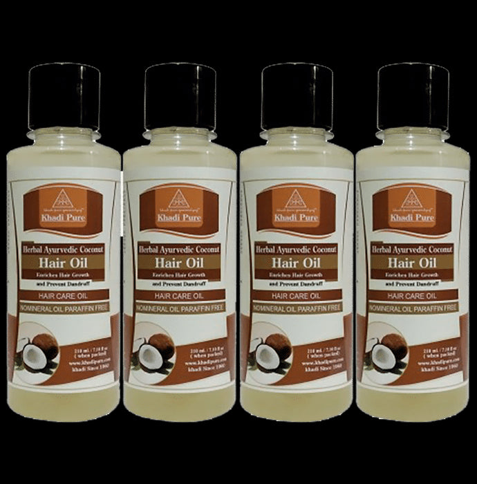 Khadi Pure Herbal Ayurvedic Coconut Hair Oil (210ml Each) - Classic Derma