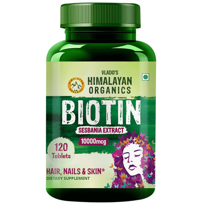 Himalayan Organics Biotin 10000mcg for Nails, Hair & Skin Health | Tablet - Classic Derma