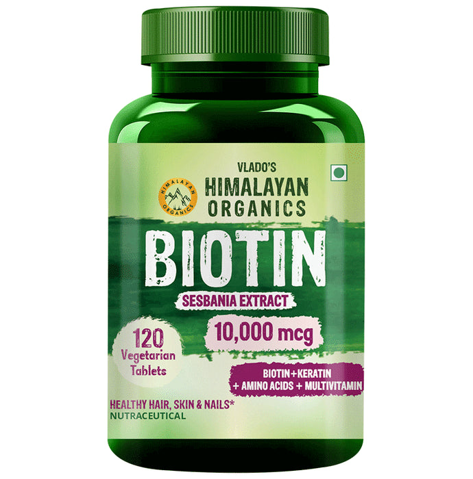Himalayan Organics Biotin 10000mcg | With Keratin, Amino Acids & Multivitamin for Healthy Hair, Skin & Nails | Veg Tablet - Classic Derma