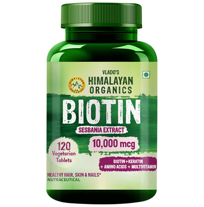 Himalayan Organics Biotin 10000mcg | With Keratin, Amino Acids & Multivitamin for Healthy Hair, Skin & Nails | Veg Tablet - Classic Derma