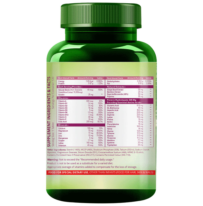 Himalayan Organics Biotin 10000mcg | With Keratin, Amino Acids & Multivitamin for Healthy Hair, Skin & Nails | Veg Tablet