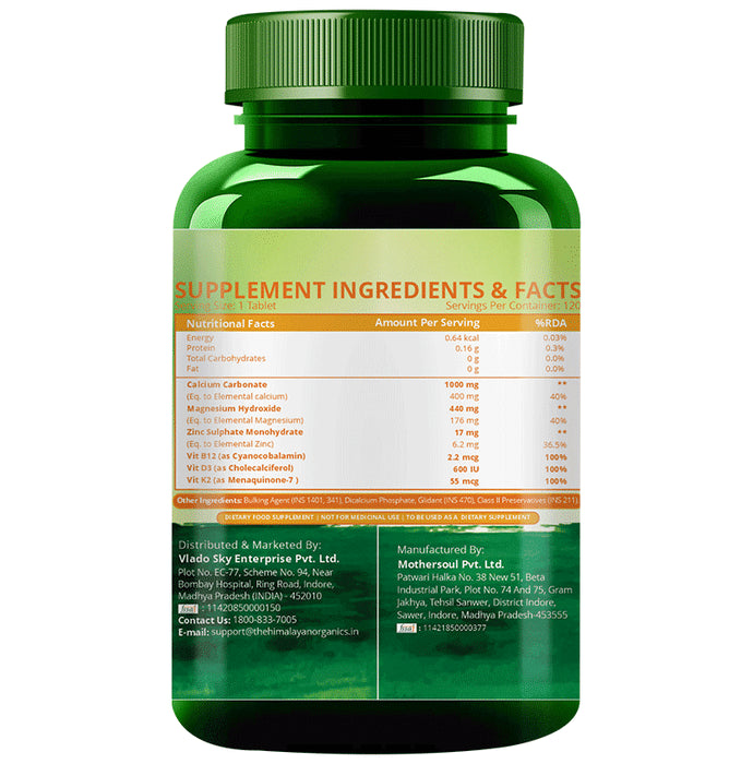 Himalayan Organics Calcium Magnesium Zinc Vitamin D3 & B12 Tablet