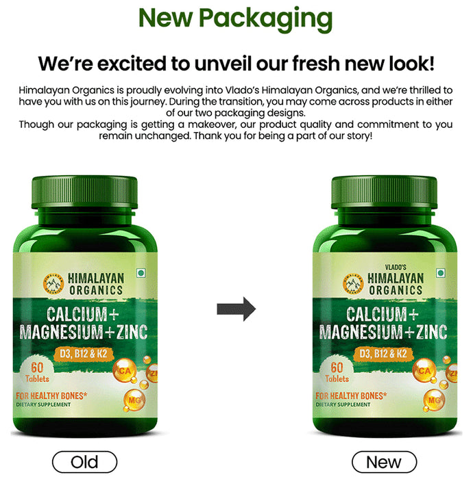 Himalayan Organics Calcium Magnesium Zinc Vitamin D3 & B12 Tablet