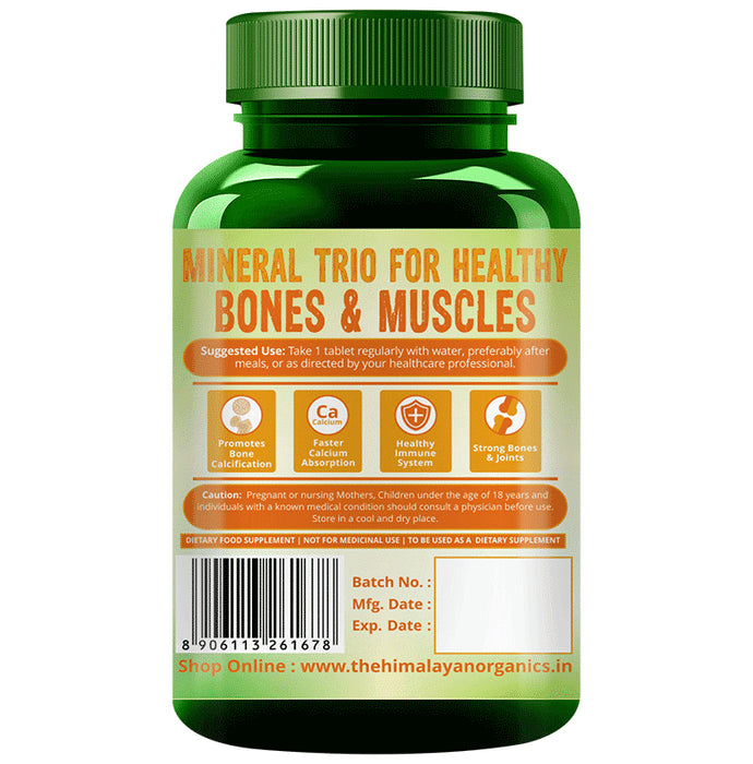 Himalayan Organics Calcium + Magnesium + Zinc | With Vitamin D3 & B12 for Healthy Bones | Tablet
