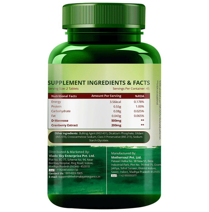 Himalayan Organics D-Mannose+Cranberry | Vegetarian Tablet for Urinary Tract Health Tablet