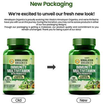 Himalayan Organics Immunity Multivitamin with Probiotics for Digestion & Gut Health | Veg Tablet