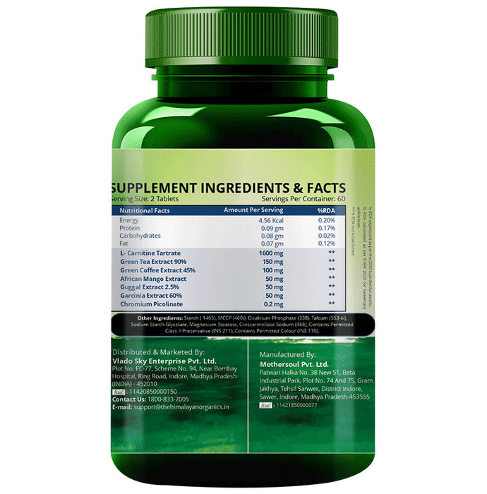 Himalayan Organics L-Carnitine 2000mg for Weight Management, Muscle Recovery & Energy | Veg Tablet