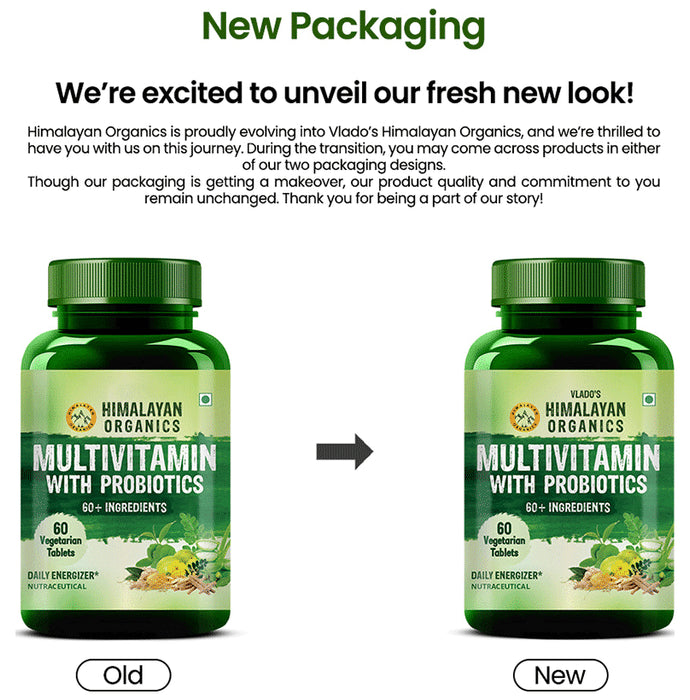 Himalayan Organics Multivitamin with Probiotics for Energy & Digestion | Tablet