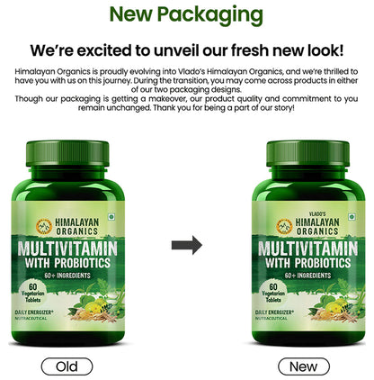 Himalayan Organics Multivitamin with Probiotics for Energy & Digestion | Tablet