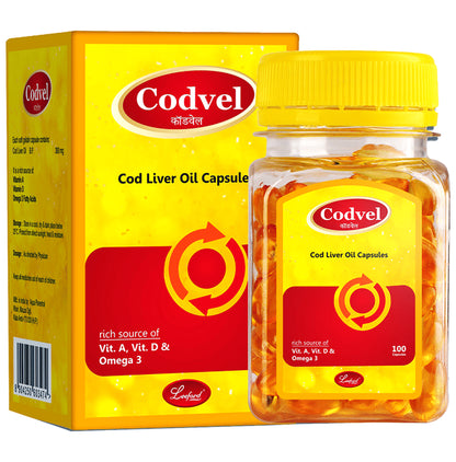 Leeford Codvel Cod Liver Oil Capsule | With Vitamin A, Vitamin D & Omega 3 for Brain Health - Classic Derma