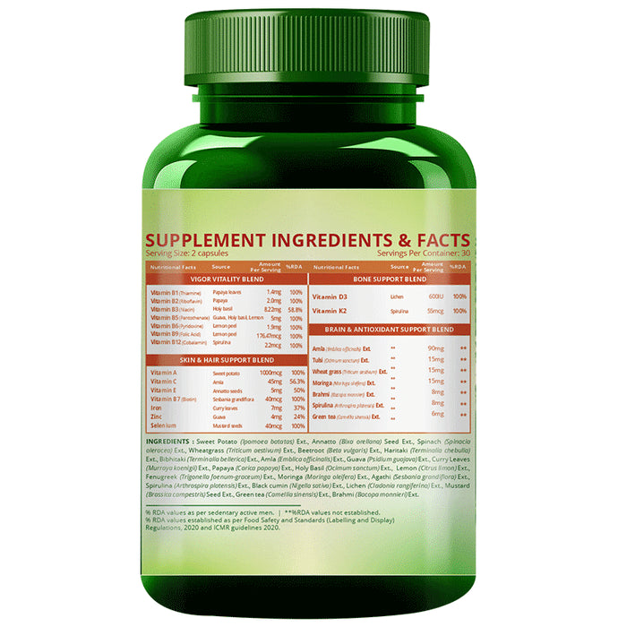 Himalayan Organics Plant Based Multivitamin | Vegetarian Capsule for Immunity, Bones, Joints & Brain Health