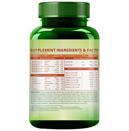 Himalayan Organics Plant Based Multivitamin | Vegetarian Capsule for Immunity, Bones, Joints & Brain Health