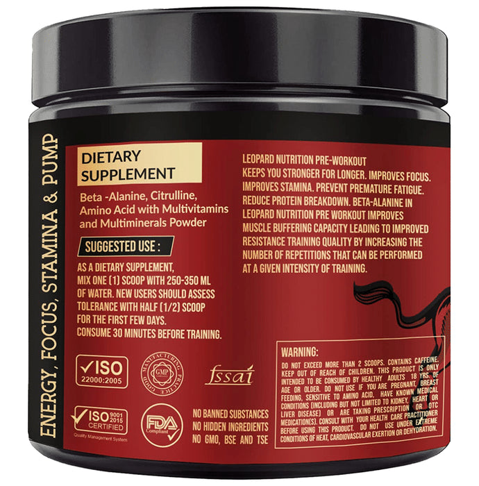 Leopard Nutrition Imapct Pre Workout Powder Watermelon