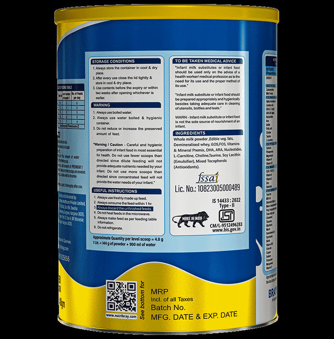 Braymil Premium Infant Formula 1 for Up to 6 Months Powder