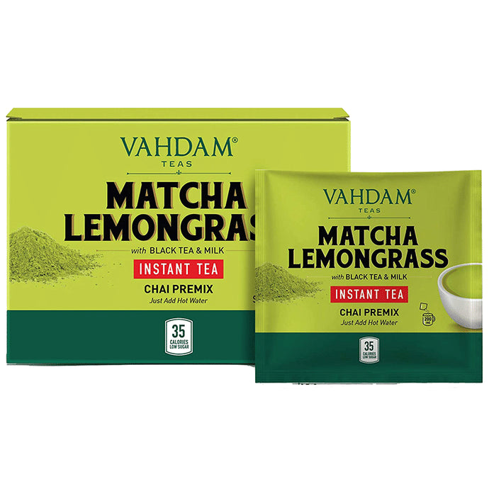 Vahdam Teas Instant Tea Chai Premix Sachet (8gm Each) Matcha Lemongrass - Classic Derma
