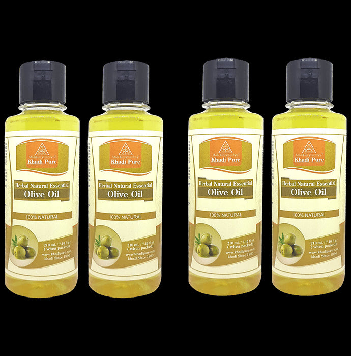 Khadi Pure Herbal Natural Essential Olive Oil (210ml Each) - Classic Derma
