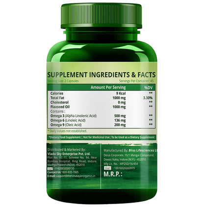 Himalayan Organics Vegan Omega 3-6-9 | Vegetarian Capsule for Eyes, Joints & Heart