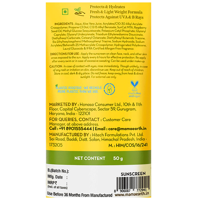 Mamaearth Indian Sunscreen | Paraben & Silicon Free | Hydragel SPF 50