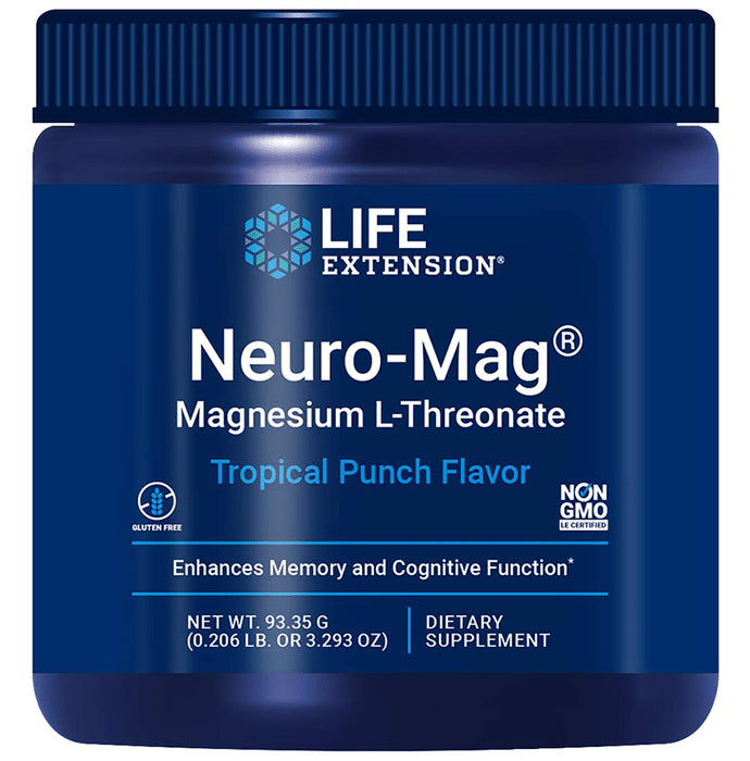 Life Extension Neuro-Mag Magnesium Threonate | Enhances Cognitive Functions Powder Tropical Punch - Classic Derma
