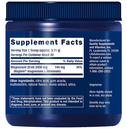 Life Extension Neuro-Mag Magnesium Threonate | Enhances Cognitive Functions Powder Tropical Punch