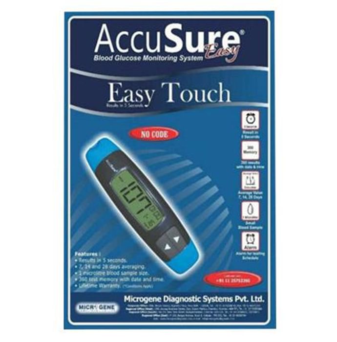 Dr. Gene Accusure Easy Touch Blood Glucose Monitoring System with 25 Strips - Classic Derma