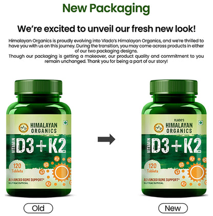 Himalayan Organics Vitamin D3 + K2 as MK7 Tablet