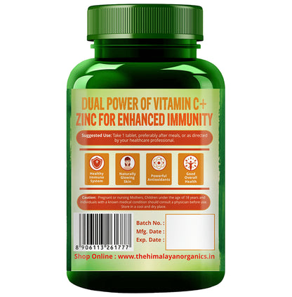 Himalayan Organics Zinc with Vitamin C Tablet for Skin Health, Immunity & Antioxidant Support