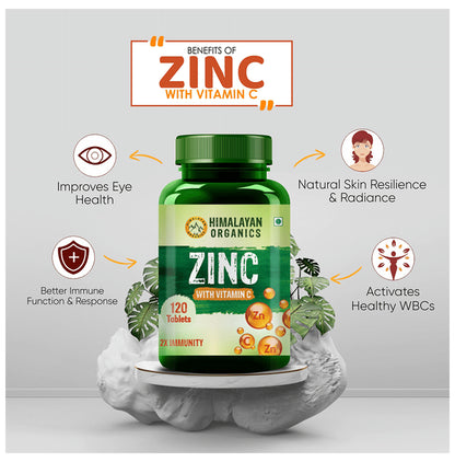 Himalayan Organics Zinc with Vitamin C Tablet for Skin Health, Immunity & Antioxidant Support