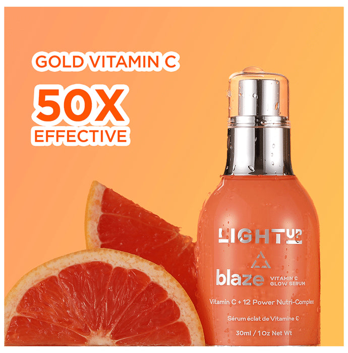 Light Up Blaze Vitamin C Glow Serum for Glowing Skin | Fades Pigmentation & Dullness | Vitamin C, Hyaluronic Acid & Alpha Arbutin