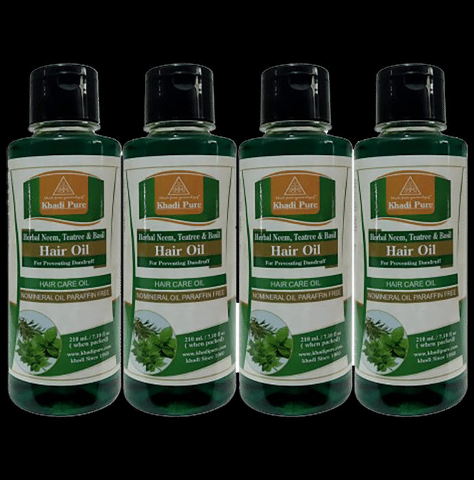 Khadi Pure Herbal Neem, Teatree & Basil Hair Oil (210ml Each) - Classic Derma