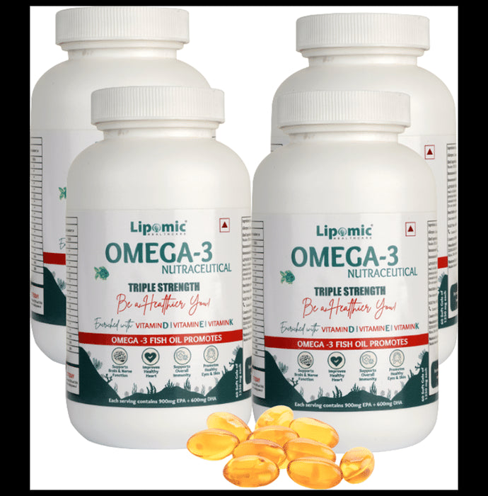 Lipomic Healthcare Omega 3 Fish Oil Triple Strength Softgel (60 Each) - Classic Derma