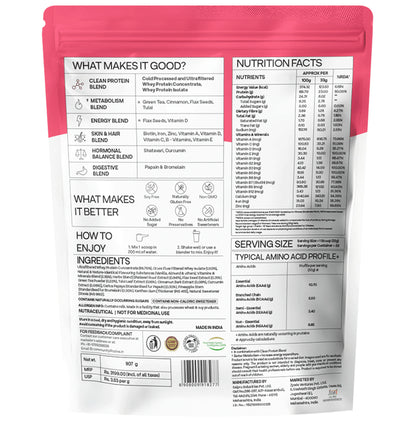 Oziva Protein & Herbs Whey Protein | For Metabolism, Energy, Skin & Hair | For Women| Flavour Vanilla Almond