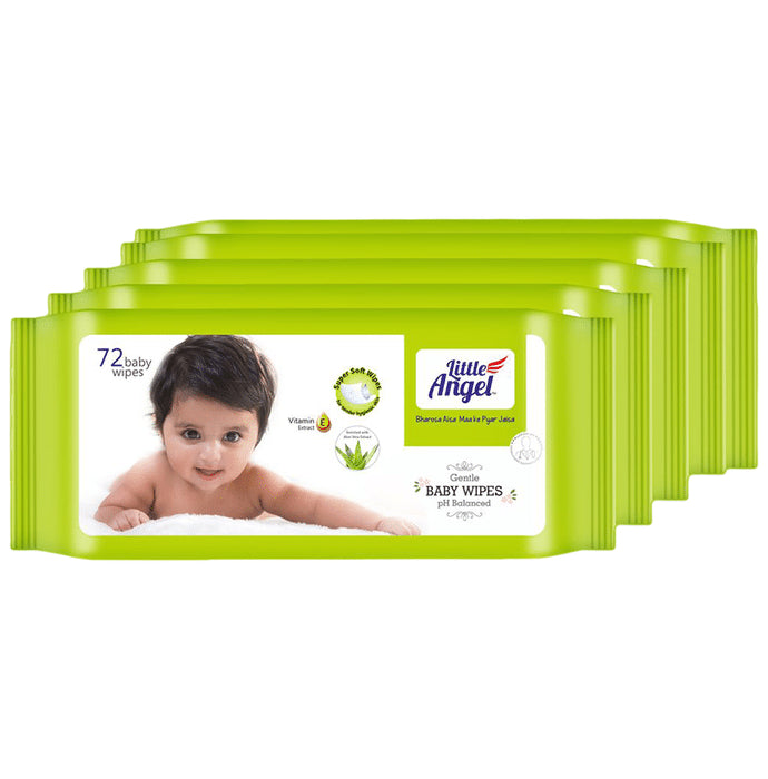 Little Angel Super Soft Cleansing Baby Wipes with Aloe Vera & Vitamin E (72 Each) - Classic Derma