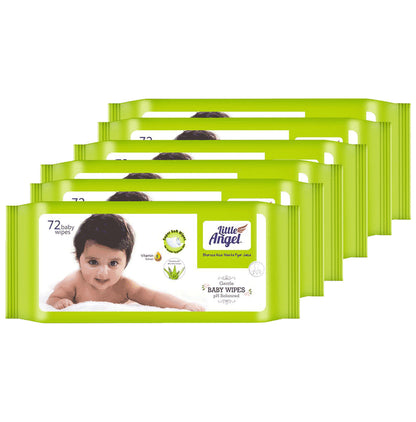 Little Angel Super Soft Cleansing Baby Wipes with Aloe Vera & Vitamin E (72 Each) - Classic Derma
