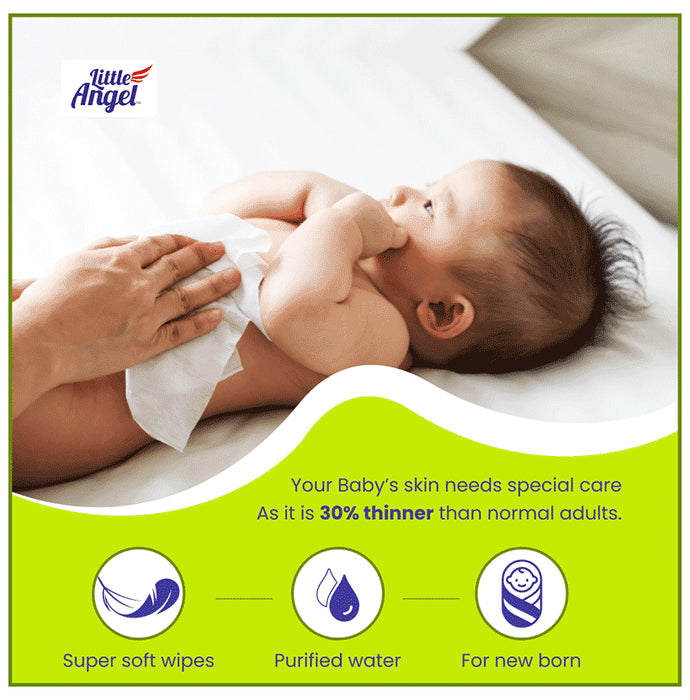 Little Angel Super Soft Cleansing Baby Wipes with Aloe Vera & Vitamin E (72 Each)