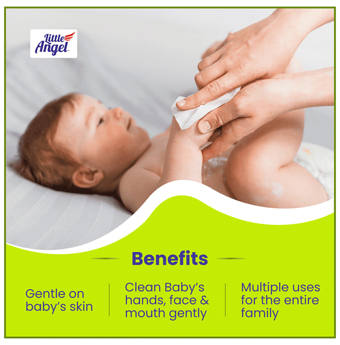 Little Angel Super Soft Cleansing Baby Wipes with Aloe Vera & Vitamin E (72 Each)