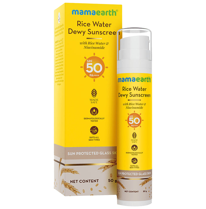 Mamaearth Rice Water Dewy SPF 50 PA ++++ Sunscreen - Classic Derma