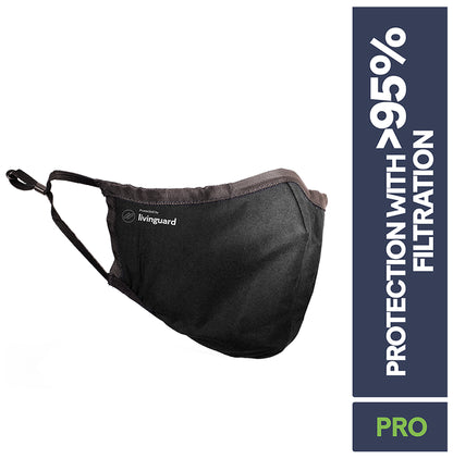 Livinguard Pro 3 Layer Cotton Face Mask Large Black