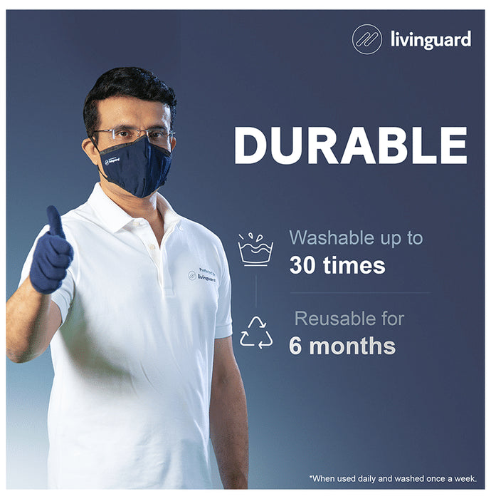 Livinguard Pro 3 Layer Cotton Face Mask Medium Bombay Blue