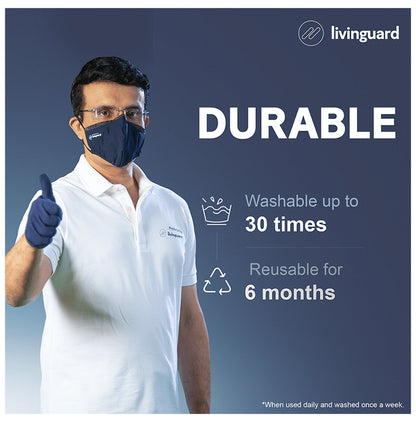 Livinguard Pro 3 Layer Cotton Face Mask Medium Bombay Blue