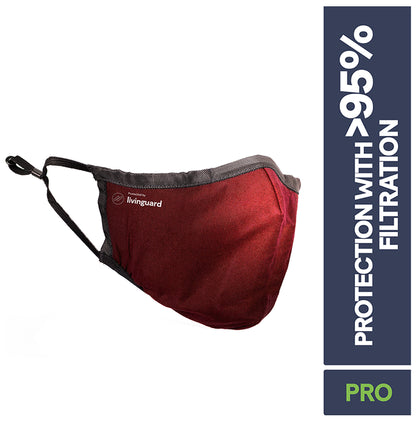 Livinguard Pro 3 Layer Cotton Face Mask Medium Red