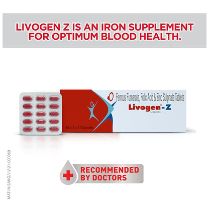 Livogen-Z Captab with Iron, Folic Acid & Zinc | For Mineral Support