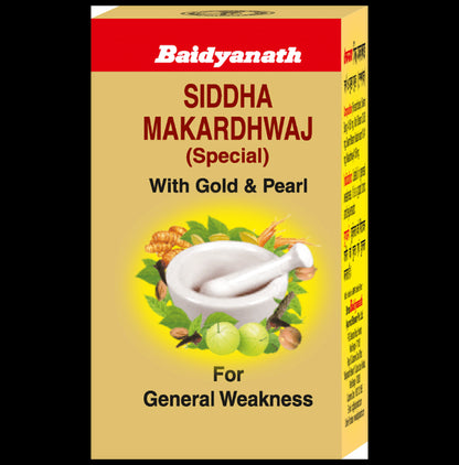 Baidyanath Siddha Makardhwaj Special with Gold & Pearl for General Weakness Tablet - Classic Derma