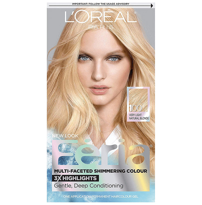 Loreal Paris New Look Feria Multi-Faceted Shimmering Colour 100 Very Light Natural Blonde - Classic Derma