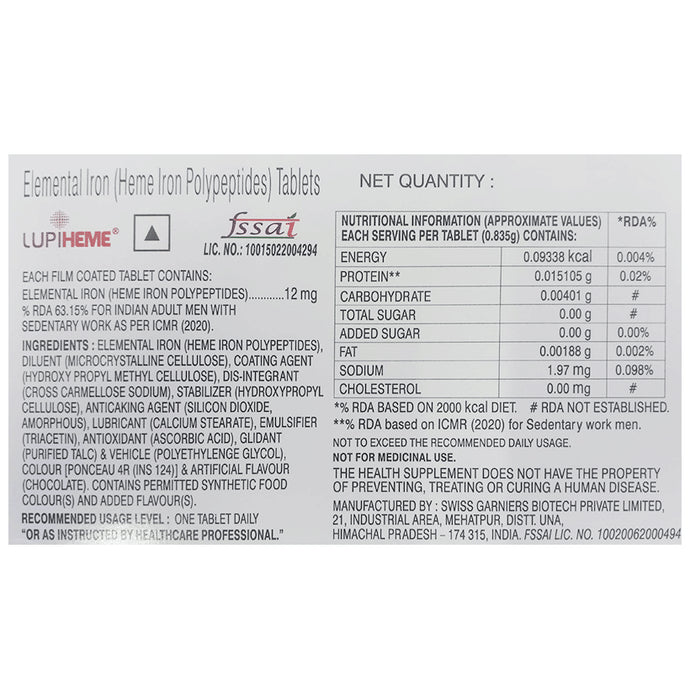 Lupiheme Heme Iron Polypeptides Tablet